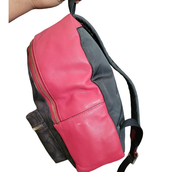 COACH Backpack Daypack Signature Red Brown G1822 F32200 Medium Size EUC - Picture 4 of 15